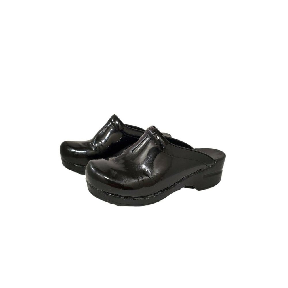 Dansko Black Patent Leather Backless Comfort Mule Clog Shoes Nursing Size 36/6